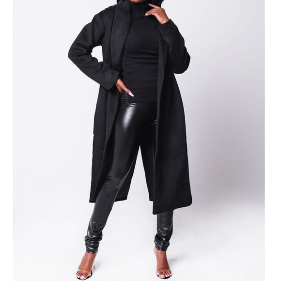 90’s Style VTG•Velvety Long Lightweight Black Coat - Picture 13 of 16